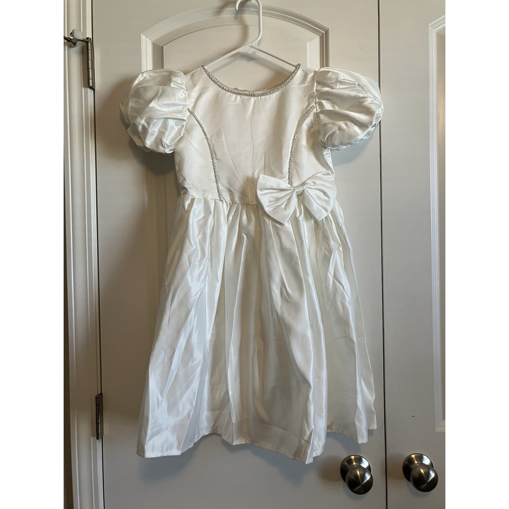 Idopip Formal Dress Girls 9-10Y White NWT Wedding Baptism Pageant Bow Satin